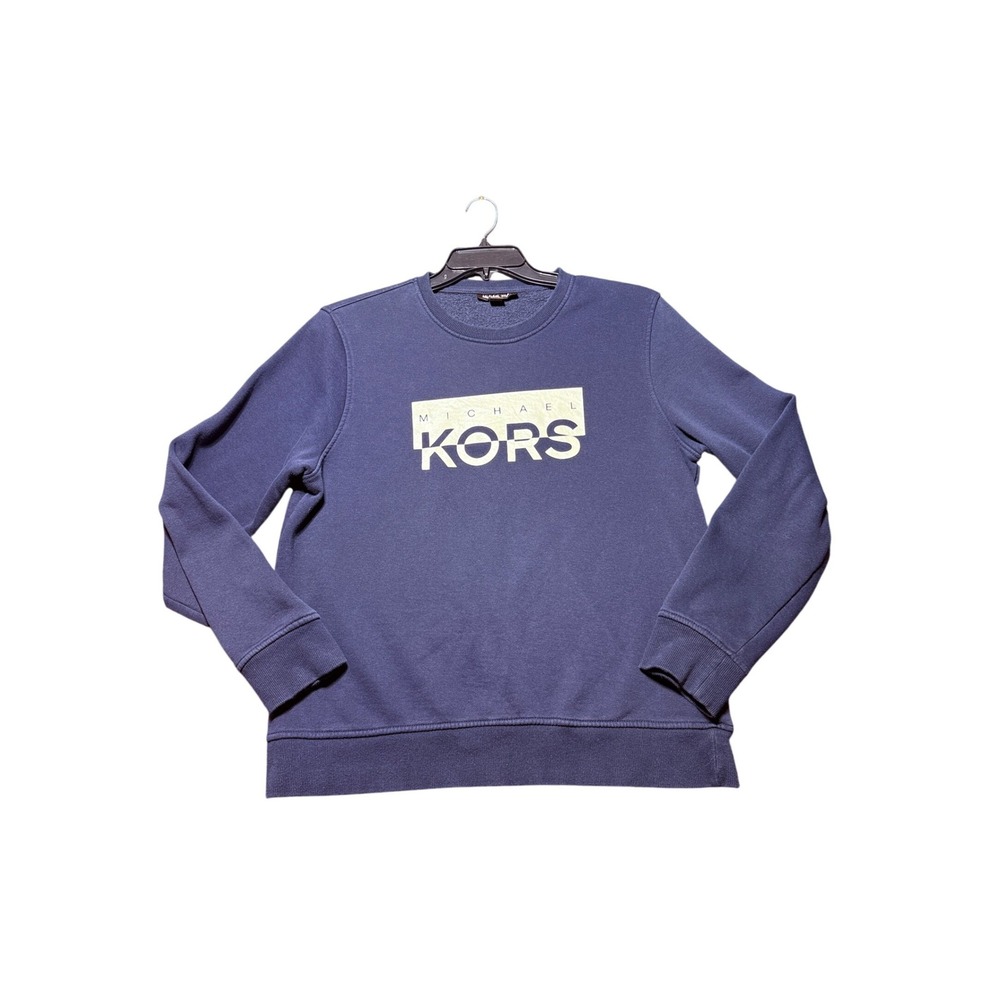 Michael Kors Sweatshirt Mens Large Navy Blue Excellent Logo Graphic Pullover